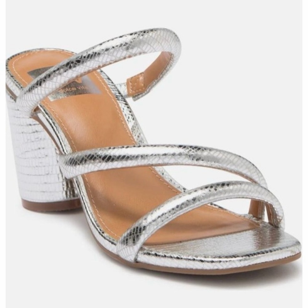 DV By Dolce Vita Myla‎ Silver Strappy Wedge Sandals Heels